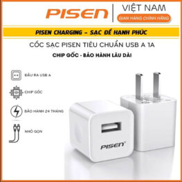 Cóc Sạc iPhone Pisen 1A Cao Cấp – Bảo Hành 24 Tháng, Sạc Ổn Định An Toàn